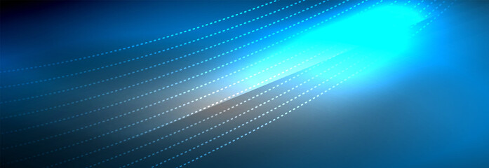 Neon shiny color background with light glowing wave line particles. Wallpaper background, design templates for business or technology presentations, internet posters or web brochure covers