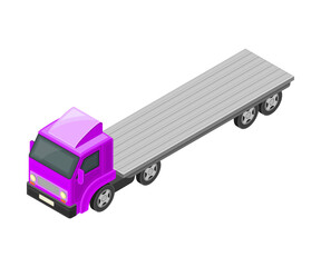 Truck or Lorry as Motor Vehicle and Urban Transport for Transporting Cargo Isometric Vector Illustration