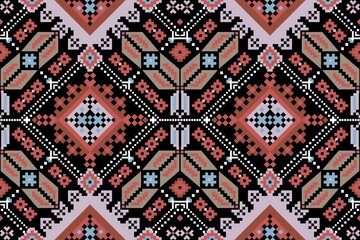 Bohemian, fashionable seamless ornament in ethnic Hutsul style. In modern trendy shades. Perfect for the design of fabrics, clothing, interiors.