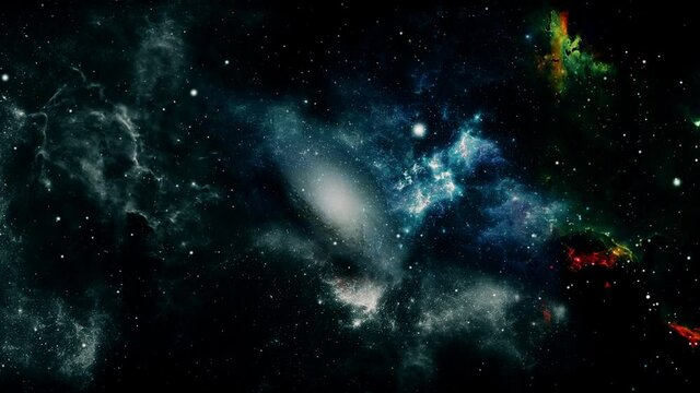 a galaxy that is behind the nebula cloud moving in the universe