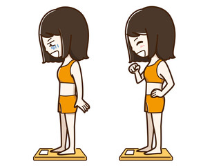 体重に一喜一憂する女性　セット