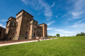 Fototapeta na wymiar The medieval Castle of Saint George (Castello di San Giorgio, 1395-1406) in Mantua downtown (Mantova), part of the Palazzo Ducale or Gonzaga Royal Palace. Lombardy, Italy, southern Europe.