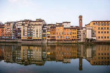 Houses along the Arno River, in Florence, Italy
