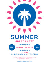 Summer party poster or flyer design template modern clean style.