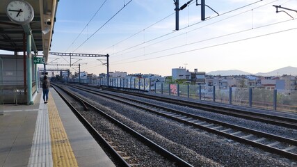 Naklejka premium suburban railway Athens Greece train station