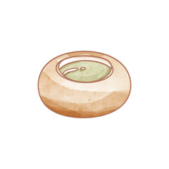 Clip-art green matcha tea in a cup isolate on a white background. Watercolor digital illustration. Print for sticker, postcard, menu, packaging, brand, cafe.