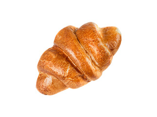 One French croissant isolated on white background.