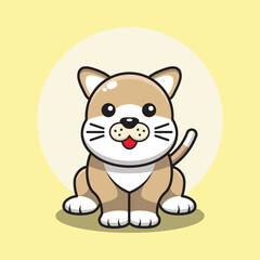 cartoon cute dog sitting with tongue sticking out