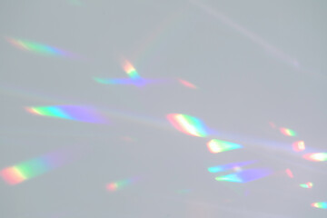 Blurred rainbow light refraction texture overlay effect for photo and mockups. Organic drop...