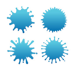 Blue water splash shape vector illustration set