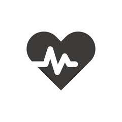 Heartbeat black vector icon. Heart and pulse rate, medicine symbol.
