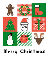 クリスマスカード　テンプレート（フラットアイコン　デザイン）