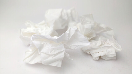 Used of tissue paper on white background