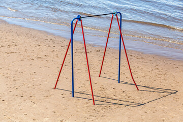 Horizontal bar for pull-ups at the sand beach