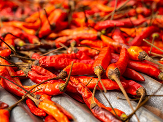 red chilli background, Red already dried chilies under the sun to make them even more dry to make chili powder. seamless pattern background