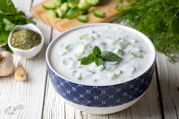 Traditional delicious appetizer; tzatziki (Turkish name; cacik)