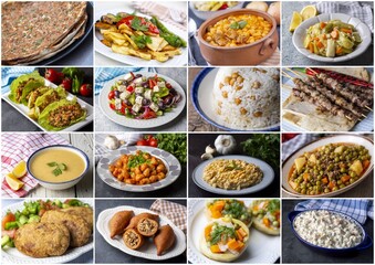 Traditional delicious Turkish foods collage