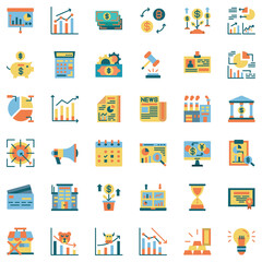 Trading Icon Set, Flat Stlye