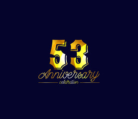 Fototapeta premium Creative Gold Colors Design Alphabet, Celebration 53 Year Anniversary, Banners, Posters, Card Material, for this