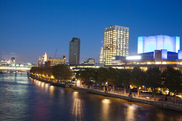 Evening view of the National Theatre on the South Bank in London