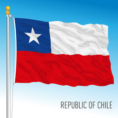 Chile official national flag, south america, vector illustration