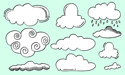 Hand drawn weather collection. Flat style vector illustration on gray background.