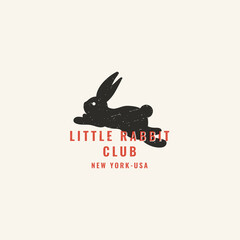 Rabbit logo design. Running rabbit logotype template. Vector illustration.