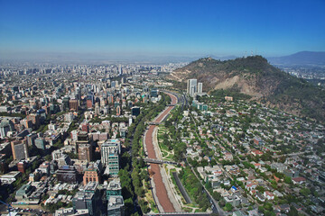 Panoramic view of Santiago from Torre Costanera, Chile