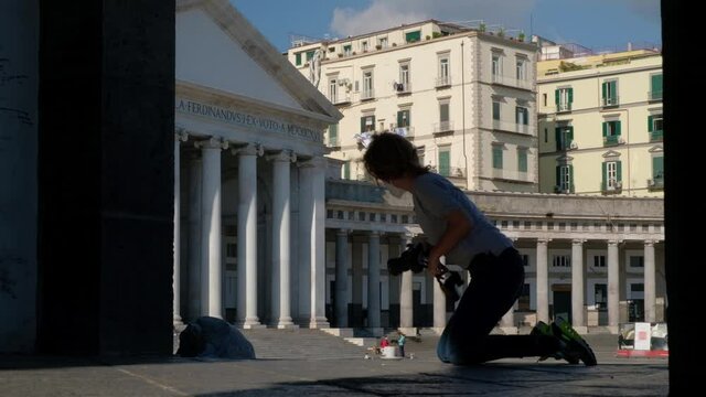 N&aacute;poles. Bas&iacute;lica de San Francisco de Paula. Plaza del Plebiscito. Campania, Italia, Europa.