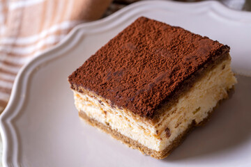 Traditional delicious italian dessert; tiramisu