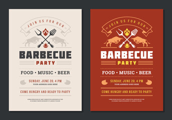 Barbecue party vector flyer or poster design template