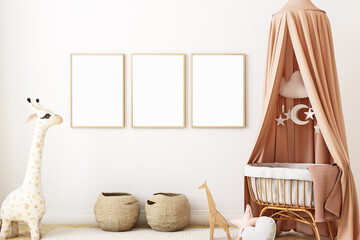 Lamas personalizadas con tu foto Nursery room  mockup boho, 3d rendering