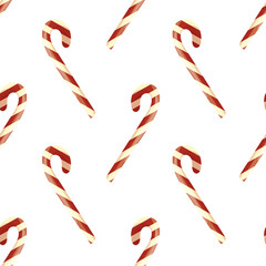 Seamless pattern with flat candy canes.