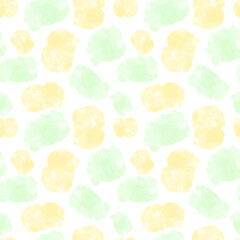 Seamless pattern with watercolor stains. Abstract stains of green and yellow paint. Vector illustration