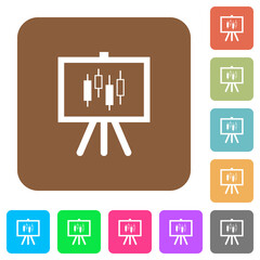 Presentation table with candlestick chart rounded square flat icons