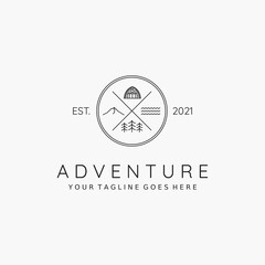 Adventure line art icon badge emblem symbol logo vector illustration design