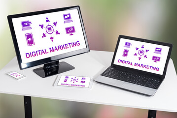 Digital marketing concept on different devices