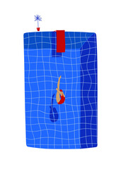 Swimming pool illustration with jumping woman