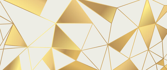 Luxury Gold Geometric pattern background vector. Abstract art wallpaper design with golden glitter, mountain, marble texture, line arts. Good for Wall home decor, canvas art, modern banner and prints.