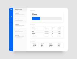 Dashboard design. Desktop app with UI. Use for web application or website.