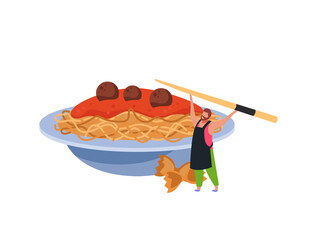 Flat Noodles Illustration