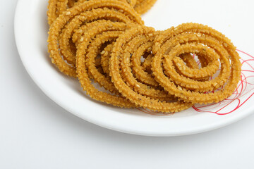 Traditional Indian Diwali snacks Chakali or murukku  Indian Traditional Tea Time Snack Chakli