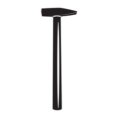 Hammer black silhouette, hand work tool. Mini sledge hammer, vector.