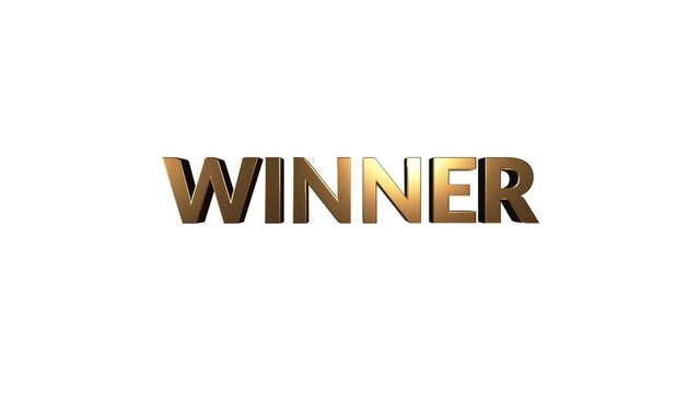 Word winner in 3D style. Cartoon style 3D and glossy winner text. Green winner text in 3D. Design text for game