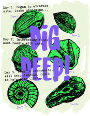 Vector fossil pattern designs for kids.