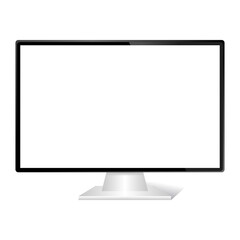 Black monitor with white screen. Computer monitor concept. Isolated on white background