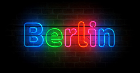 Berlin symbol neon light 3d illustration © Skórzewiak