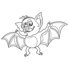 Vector coloring book vampire bat isolated on a white background. Funny and fun drawing.