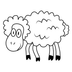 A kind and cute sheep coloring book. Vector illustration on the theme of pets on a white isolated background.