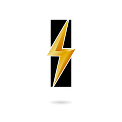 I Thunder Bolt Logo Design Concept in Black and Yellow. Flash Logo.